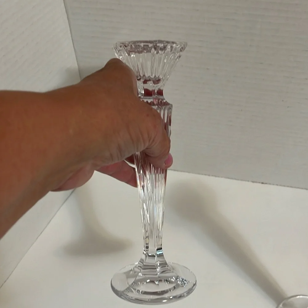 Marquis by Waterford crystal glass candleholders set of two clear heavy crystal
